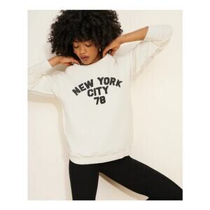 Retrobrand Free People White & Black New York City 78 Crewneck Sweatshirt Medium